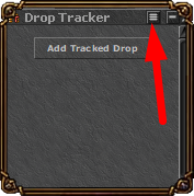 Menu de configuração do Drop Tracker destacado