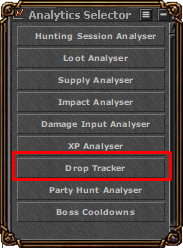 Opção Drop Tracker no Analytics Selector
